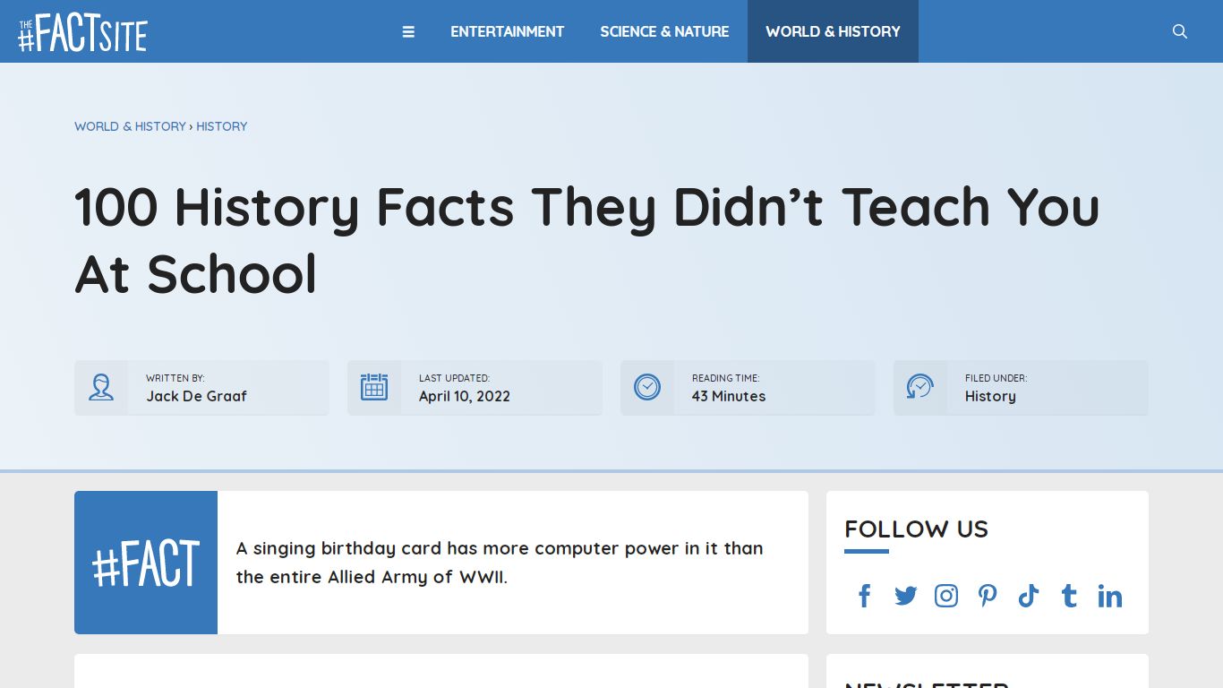 100 History Facts They Didn’t Teach You At School